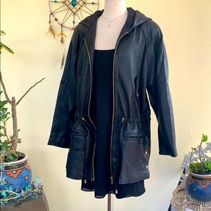 Hooded Leather Jacket 🧥